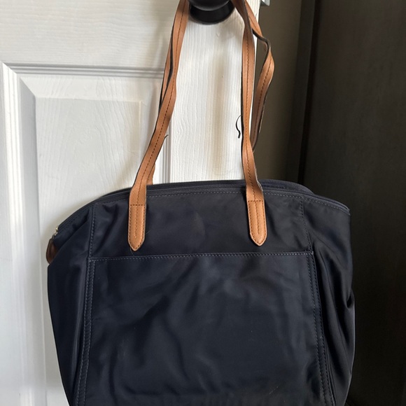 Michael Kors Kelsey Navy Tote with Brown Accents - Picture 2 of 9